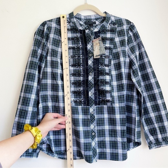 J. CREW Beaded‎ Embellished Tartan Plaid Tulle Ruffle Top preppy academia grunge - Picture 7 of 12